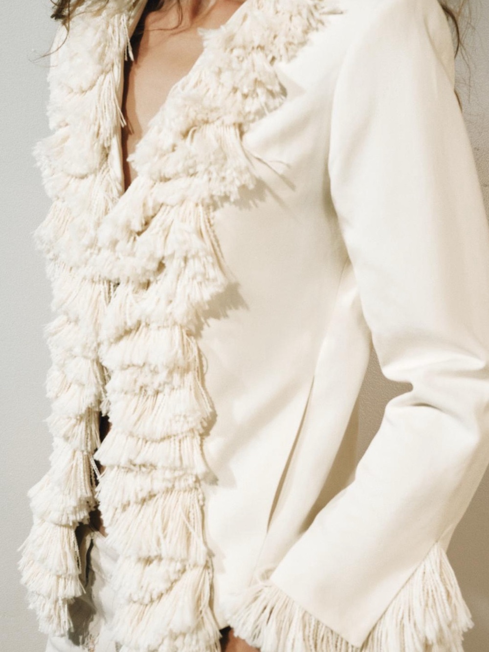 ZARA LINEN BLEND FRINGE JACKET ZW COLLECTION